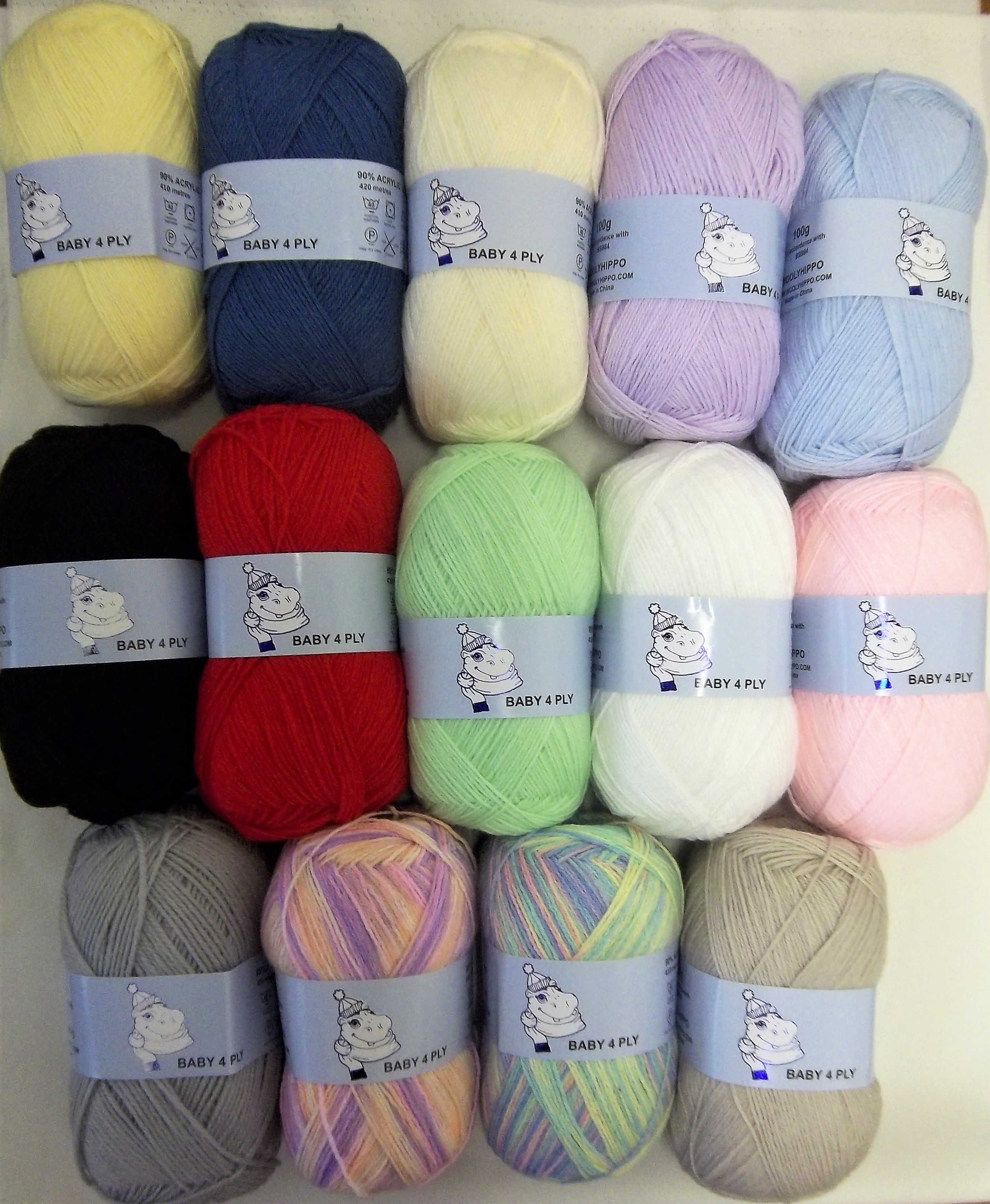 Woolyhippo Quality Soft BABY 4ply 90% Acrylic 10% nylon 100g